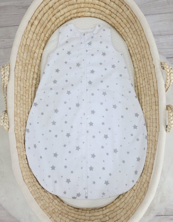 Cotton baby sleeping bag S 0-6 months for summer TOG 1.0 - mini stars grey - Image 2