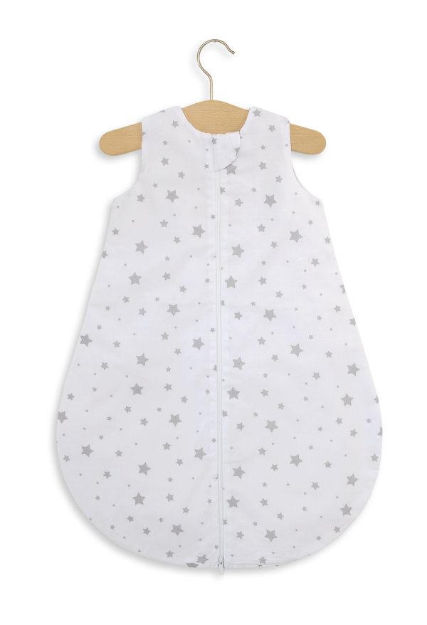 Cotton baby sleeping bag S 0-6 months for summer TOG 1.0 - mini stars grey