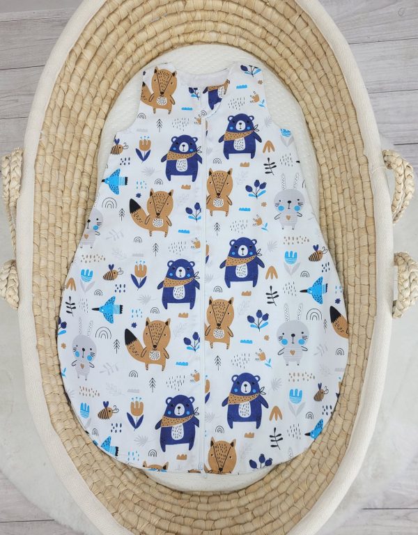 Cotton baby sleeping bag S 0-6 months for summer TOG 1.0 - navy blue bears - Image 2