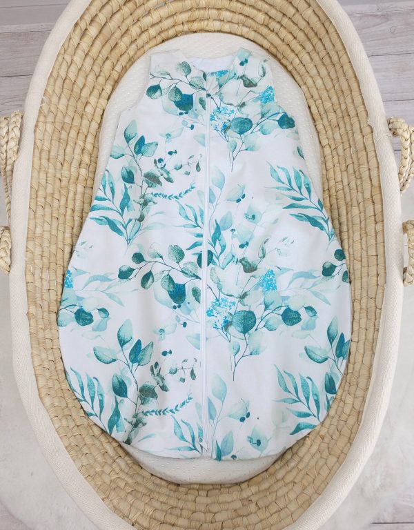 Cotton baby sleeping bag S 0-6 months for summer TOG 1.0 - eucaliptus mint - Image 2