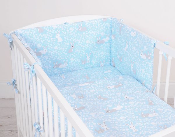 Baby cotton bedding set 2-pcs  135x100 cm- blue rabbits - Image 3