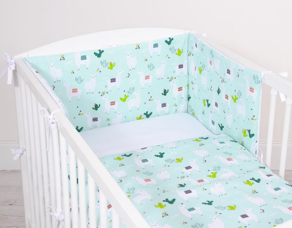 Universal double-sided bumper for cot - lama mint/white - Image 2