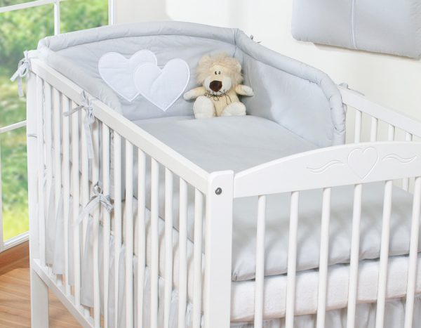 Bedding set 3-pcs- Hanging Hearts grey