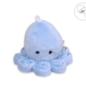 Cuddly octopus with rattle - blue - smooth minky