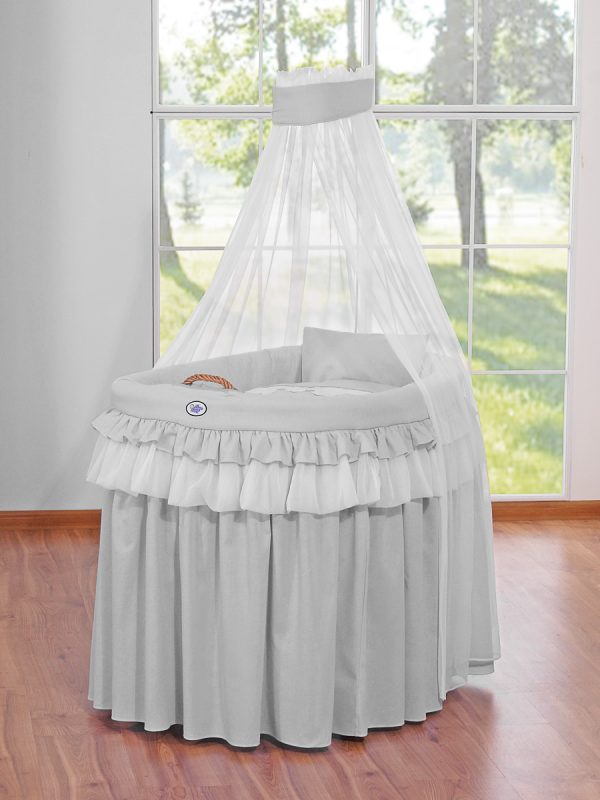 Cover set 4 pcs for Moses Basket Wicker drape crib- Little Prince Princess grey