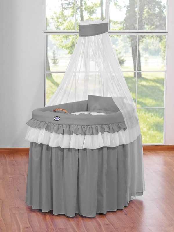 Cover set 4 pcs for Moses Basket Wicker drape crib- Little Prince Princess anthracite
