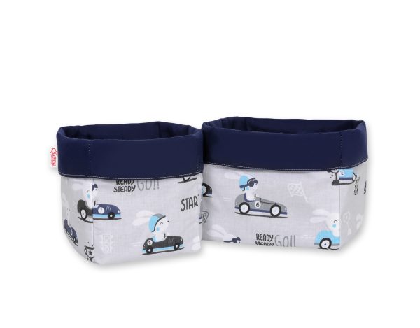 Set of 2 storage baskets - gray rabbits