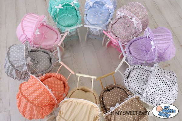 Wicker dolls' pram with brown bedding and padding - natural - Image 3