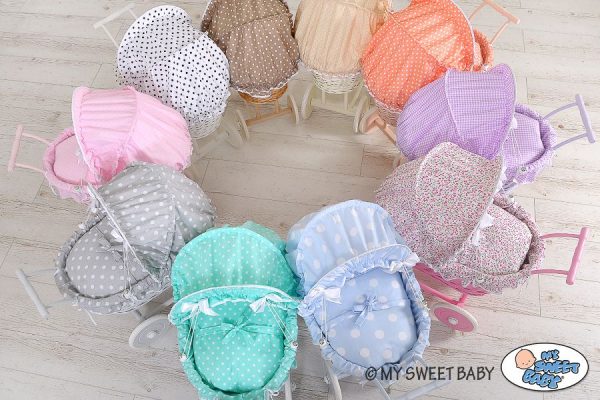 Wicker dolls' pram with pink bedding and padding - natural - Image 6