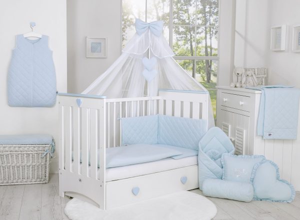 Wooden baby cot120x60cm Lorenzo III white-blue, with teething rail - Image 12