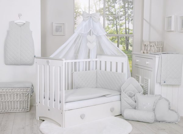 Wooden baby cot 120x60cm Lorenzo III white-grey, with teething rail - Image 14
