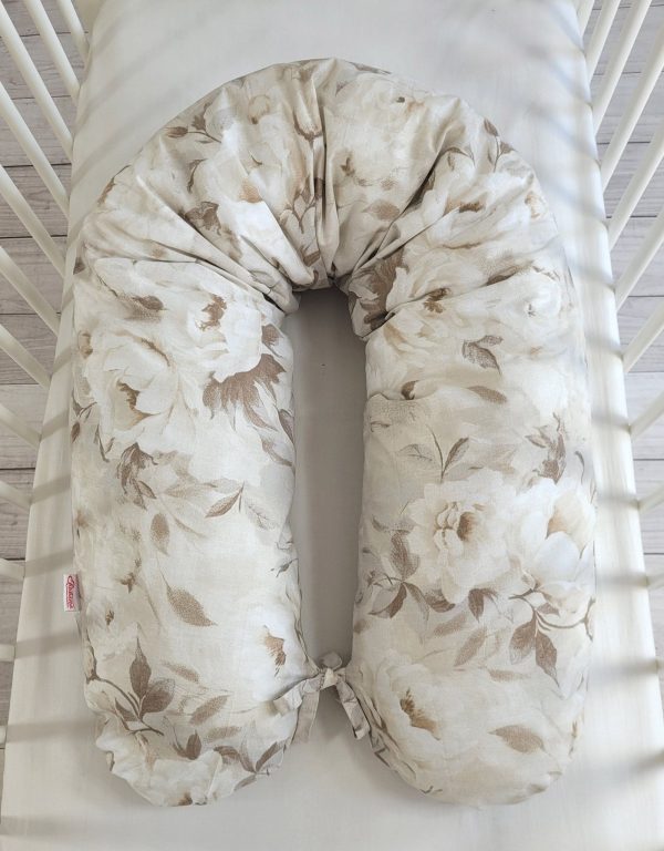 Pregnancy pillow- Longer - Peonies beige - Image 4