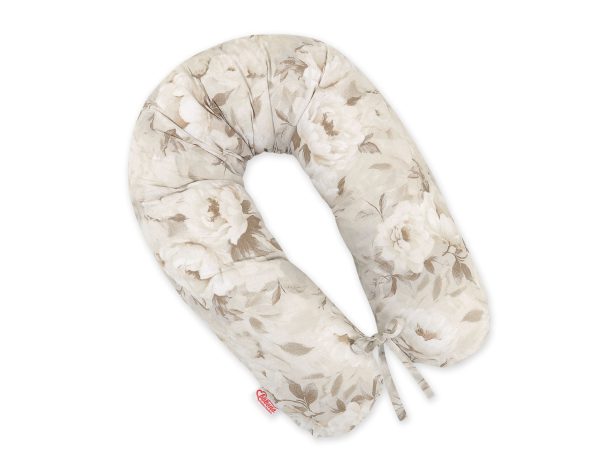 Pregnancy pillow- Longer - Peonies beige