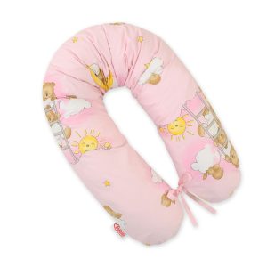 Multifunctional pregnancy pillow Longer - Pink teddy bears on ladders