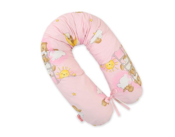 Multifunctional pregnancy pillow Longer - Pink teddy bears on ladders