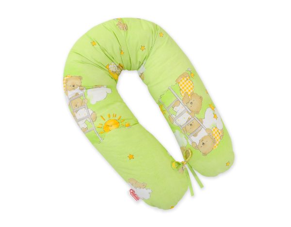 Multifunctional pregnancy pillow Longer - Green teddy bears ladders