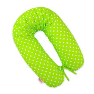 Multifunctional pregnancy pillow Longer - White polka dots on green