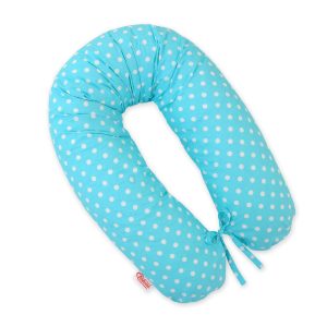 Multifunctional pregnancy pillow Longer - White polka dots on turquoise