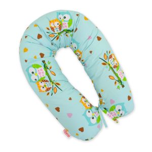 Pregnancy pillow- Longer, removable pillowcase - Mint owls
