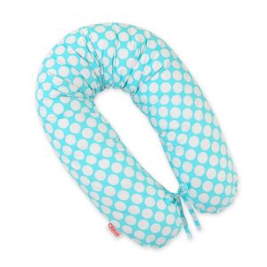 Multifunctional pregnancy pillow Longer - turquoise with white dots