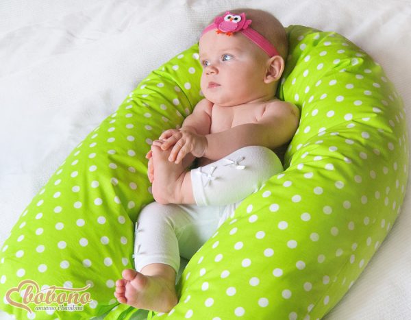Multifunctional pregnancy pillow Longer - White polka dots on green - Image 4