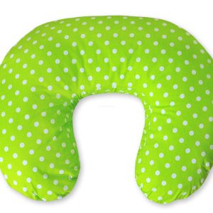 Feeding pillow- Hanging hearts white dots on green