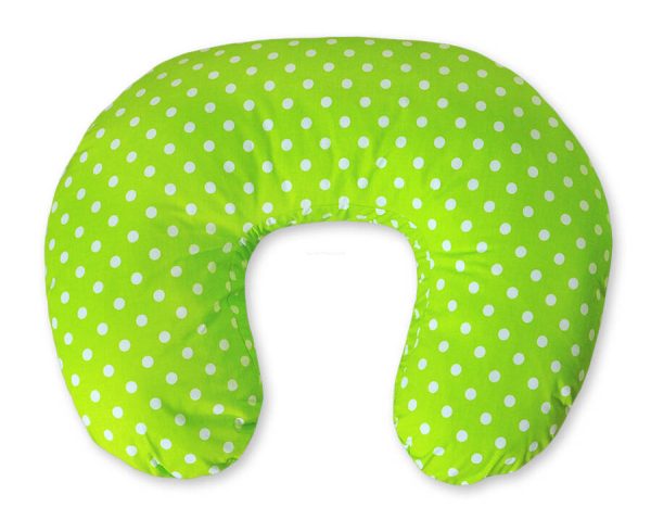 Feeding pillow- Hanging hearts white dots on green