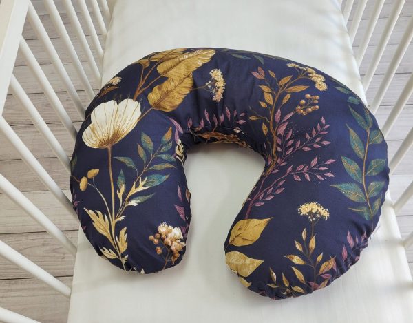 Breastfeeding Pillow Nursing Croissant Pillow, removable, Hands-Free Feeding- Floristic - Image 6