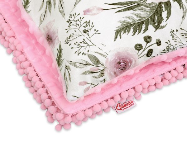 Set: Double-sided blanket minky + pillow- peony flower pink - Image 2
