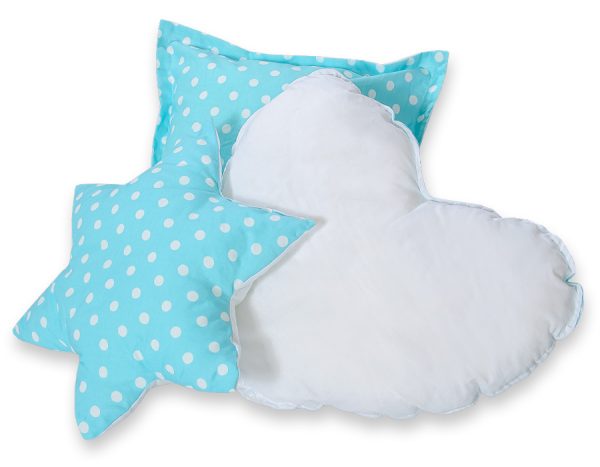 Teepee tent for kids + playmat + pillows + decorative feathers - White dots on turquoise - Image 7