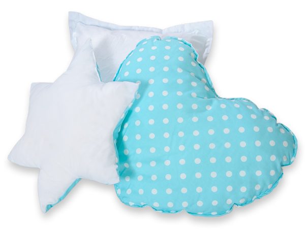 Teepee tent for kids + playmat + pillows + decorative feathers - White dots on turquoise - Image 8