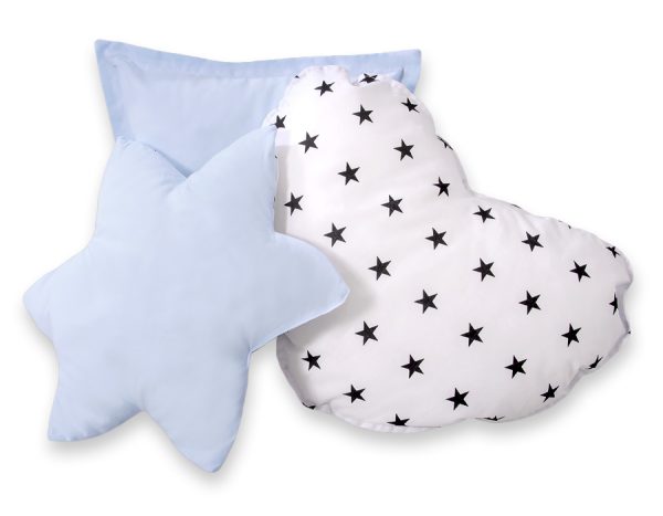 Teepee tent for kids + playmat + pillows + decorative feathers - Black Stars/blue - Image 6