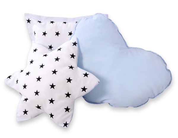 Teepee tent for kids + playmat + pillows + decorative feathers - Black Stars/blue - Image 7