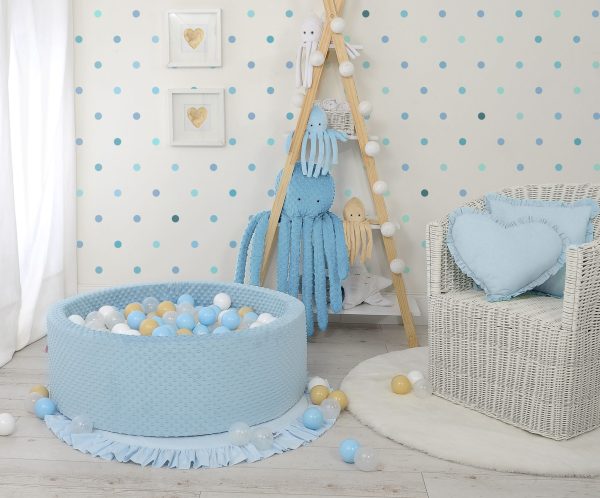 Ball-pit minky H-30 cm with balls 300pcs - misty blue - Image 13