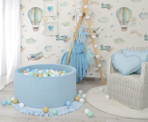 Ball-pit minky H-40 cm with balls 200pcs- misty blue - Image 10