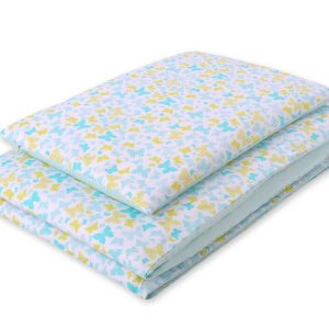 Baby cotton bedding set 2-pcs 120x90 cm- blue butterflies
