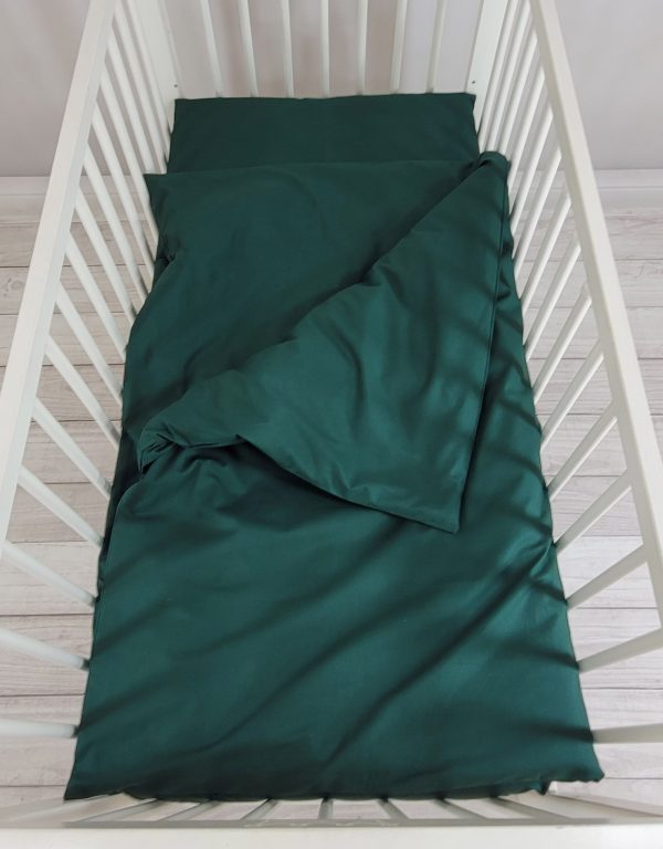 Bedding set 2-pcs bottle green 120x90 cm - pillowcase and duvet covers - Image 4