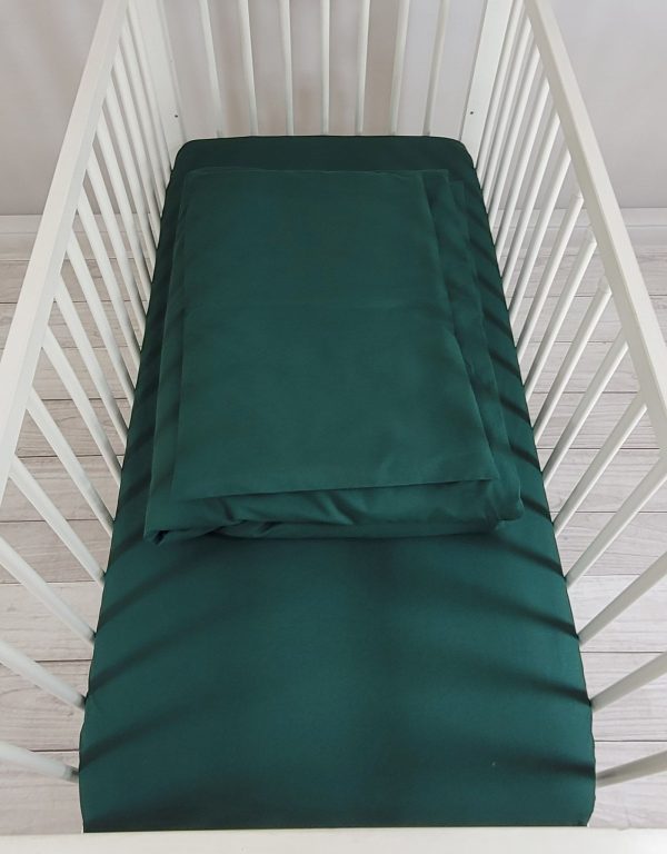 Bedding set 2-pcs bottle green 120x90 cm - pillowcase and duvet covers - Image 5