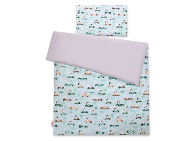 Baby cotton bedding set 2-pcs 120x90 cm- mint rabbits - Image 5