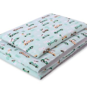Baby cotton bedding set 2-pcs 120x90 cm- mint rabbits