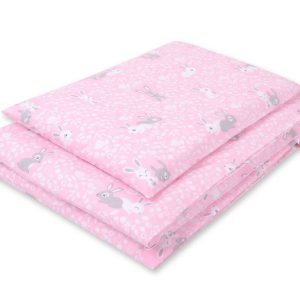 Baby cotton bedding set 2-pcs 135x100 - pink rabbits