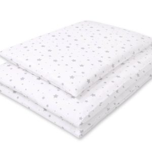 Baby cotton bedding set 2-pcs 120x90 cm- mini gray stars