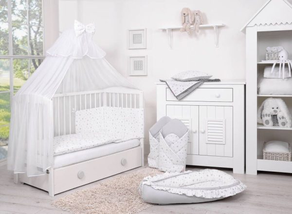 Baby cotton bedding set 2-pcs 135x100 - mini gray stars - Image 4