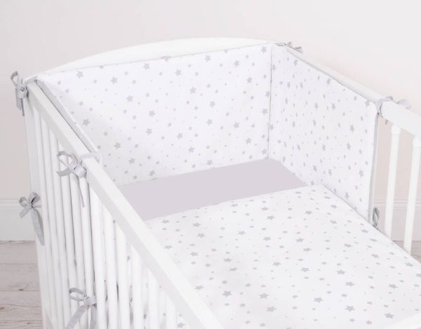 Double-sided baby cotton bedding set 2-pcs - mini gray stars/gray - Image 2