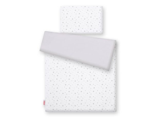 Double-sided baby cotton bedding set 2-pcs - mini gray stars/gray - Image 3