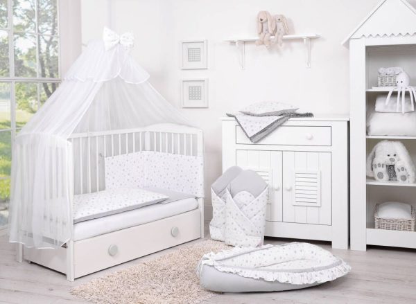 Baby cotton bedding set 2-pcs 120x90 cm- mini gray stars/gray - Image 3
