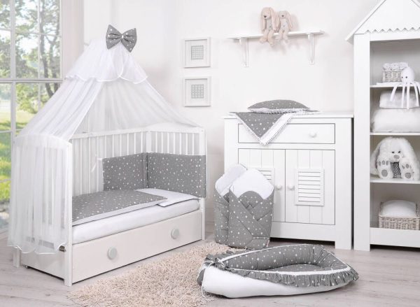 Baby cotton bedding set 2-pcs 120x90 cm - mini stars white/white - Image 3