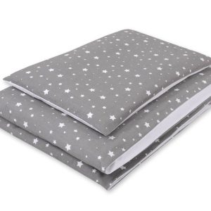 Baby cotton bedding set 2-pcs 120x90 cm - mini stars white/white
