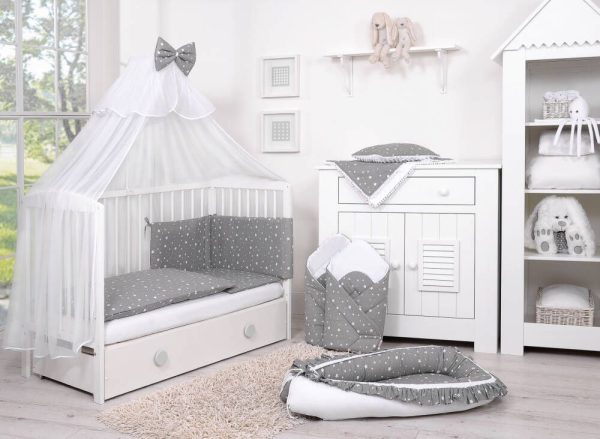 Baby cotton bedding set 2-pcs 135x100 - mini stars white - Image 4