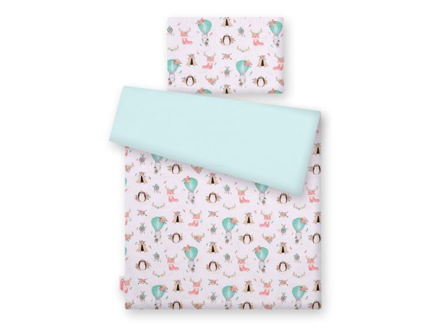Baby cotton bedding set 2-pcs 135x100 cm- foxes beige/mint - Image 3